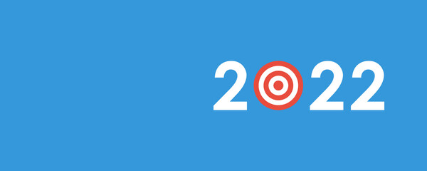 2022 with aim circle, new year wide vector concept