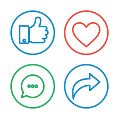 social media thin line icons, vector set
