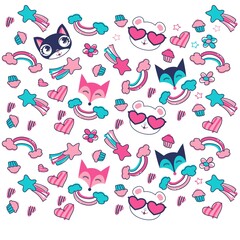 Illustration Rainbow with hearts and white background fashion style.