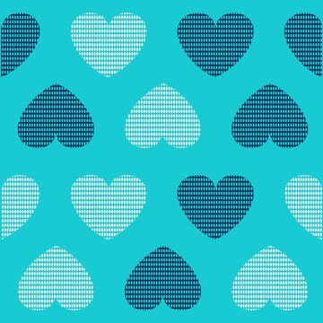 Illustration hearts pattern with colors and background fabric texture