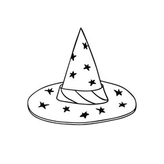 The wizard's hat. Doodle illustration. Vector element for Halloween design.