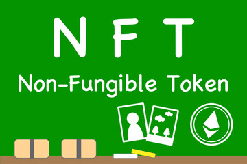 NFTアートの取引に関するイメージ　ベクターイラスト