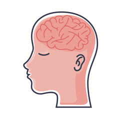 profile with brain
