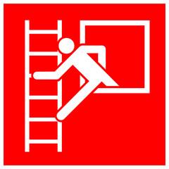 Emergency Window With Escape Ladder Symbol Sign, Vector Illustration, Isolate On White Background Label. EPS10