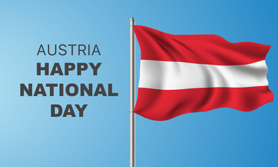 Austria national day vector banner, greeting card. Austrian wavy flag in 26th of October patriotic holiday horizontal design