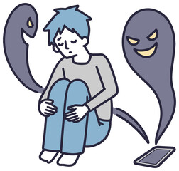 SNS　誹謗中傷　男性　シンプルイラスト