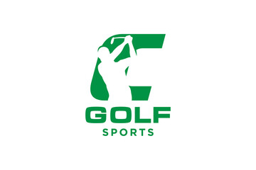 Alphabet letter icon logo C for Golf logo design vector template, Vector label of golf, Logo of golf championship, illustration, Creative icon, design concept