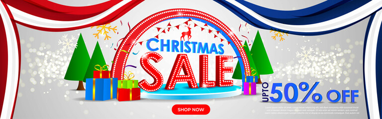 Vector illustration of Merry Christmas sale banner
