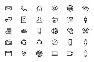 Contact communication call connection icons. Editable stroke