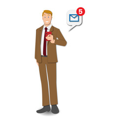 ペーパーカット デザイン風　メールを確認する白人ビジネスマン