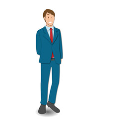 ペーパーカット デザイン風　アジア人ビジネスマン