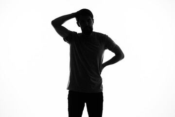 silhouette men studio posing anonymity