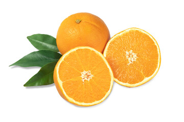 Group of open oranges prepared for juice
