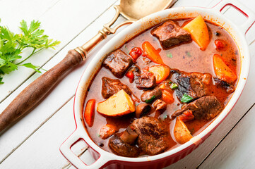 Ragout with beef and mushrooms