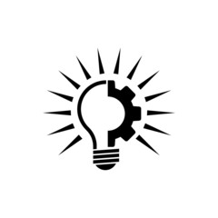 Innovation icon. Gear and light bulb icon isolated on white background