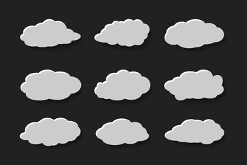 Flat clouds in papercut style collection