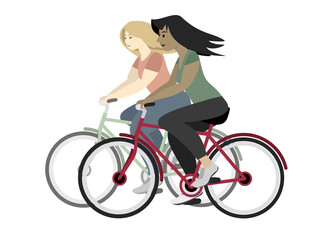Fototapeta na wymiar Two women riding