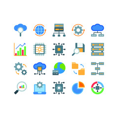 Big Data icon set with flat style