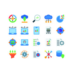 Big Data icon set with flat style