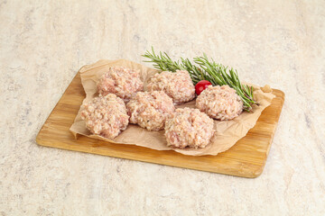 Traditional homemade raw pork meatballs