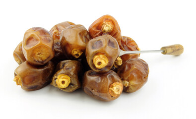 Group of ripe soft and sticky Zamli dates fruit, Zamli dates have a natural caramel flavour