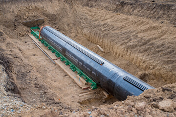 Construction works for laying the pipe.
