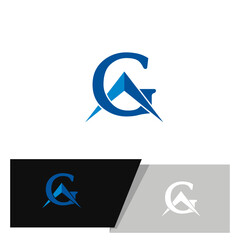 Letter G logo with house roof around it