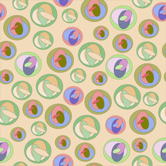 Vector illustration. Seamless colorful background of round fancy elements.