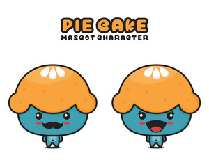 cute pie cake mascot, food cartoon illustration