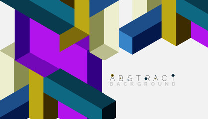 Abstract background. 3d cubes, cubic elements and blocks. Techno or business concept for wallpaper, banner, background, landing page