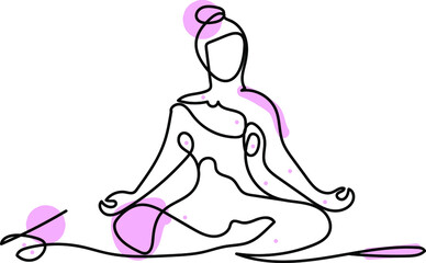 Woman yoga continuous one line drawing. Line drawing for social media and print media.