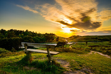 bench in the sunset