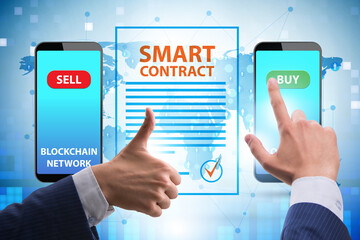 Businessman using mobile smartphones in smart contracts