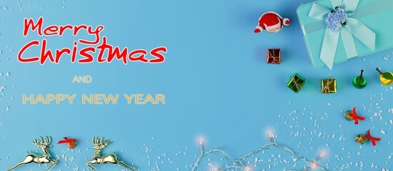 Christmas cover banner for social media or other background, with text Merry Christmas and HAPPY...