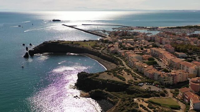 Conque beach in Cap d'Agde, in H&eacute;rault in Occitanie, France