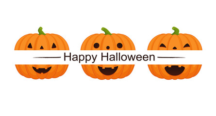 Orange cute pumpkin with smile for Halloween. Happy Halloween.