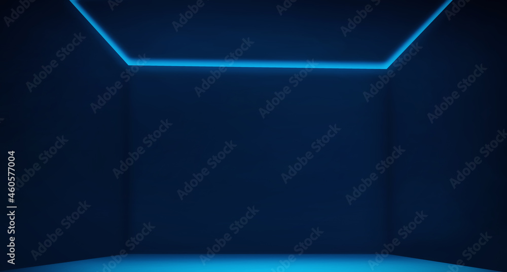 Poster modern abstract blue copy space 3d rendered room backdrop with empty space. new colorful background 