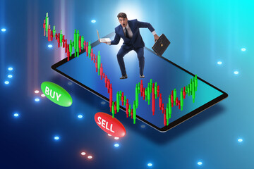 Online trading concept with businessman