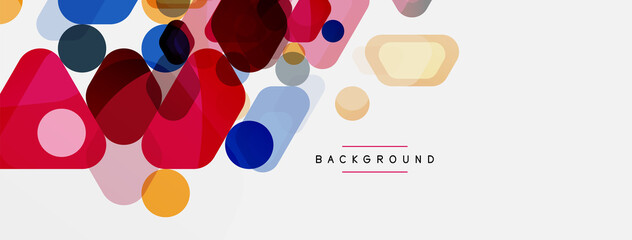 Color bubbles and rounded geometric shapes on white. Vector geometric minimal abstract background for wallpaper, banner, background, landing page