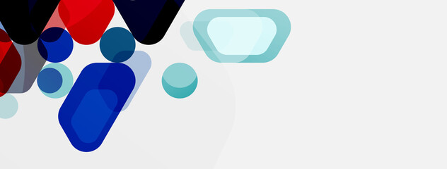 Color bubbles and rounded geometric shapes on white. Vector geometric minimal abstract background for wallpaper, banner, background, landing page