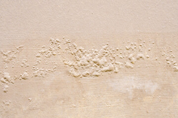 Brown wall damp damaged with peeling paint