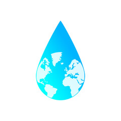 Obraz premium Planet earth in a drop of water, eco concept