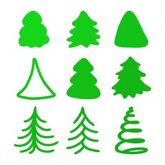 Obraz premium Set of Christmas trees on a white background