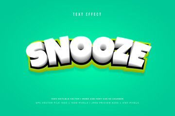 Snooze 3d text effect template