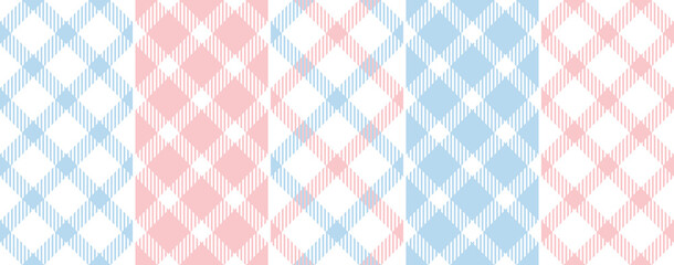 Check pattern set in pastel blue, pink, white. Seamless textured tattersall tartan plaid graphic for spring summer handkerchief, scarf, jacket, blanket, other modern fashion fabric design.