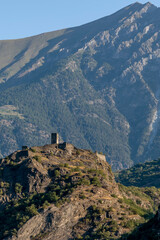 Fototapeta na wymiar The ruins of the medieval castle of Saint Germain, Montjovet, Aosta Valley, Italy