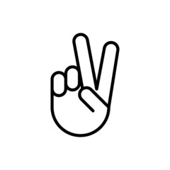 Peace or victory thin line icon. Modern vector illustration of hand gesture.