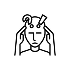 Panic attack thin line icon. Modern vector illustration of person in stress.