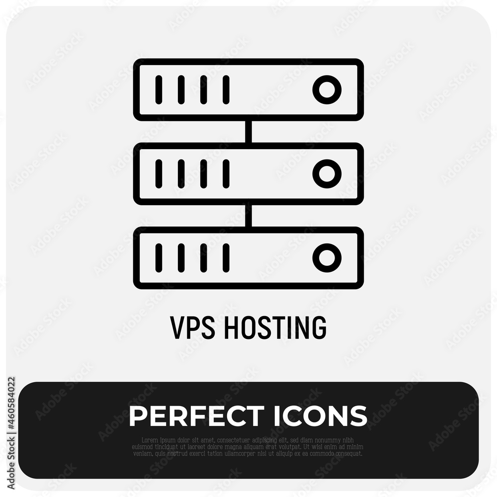 Poster vps hosting thin line icon. modern vector illustration of data storage.