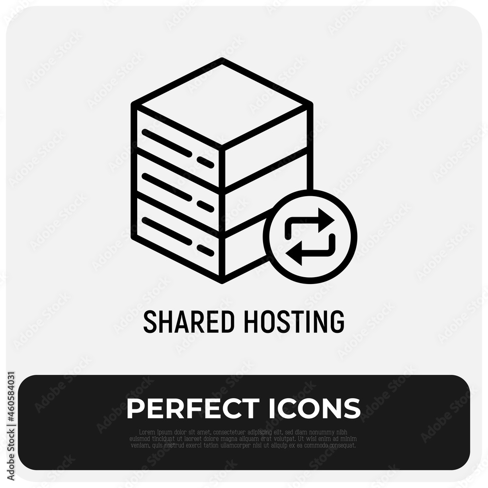 Poster shared hosting thin line icon. modern vector illustration.